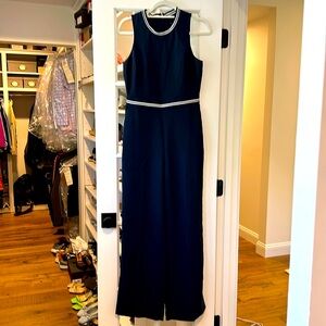 NWT Banana Republic Navy and White Sleeveless Jumpsuit Size 2